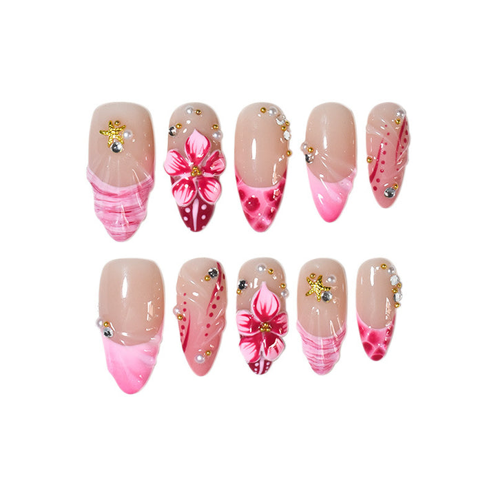 Decorative Floral Press-On Nail Art Bowlift