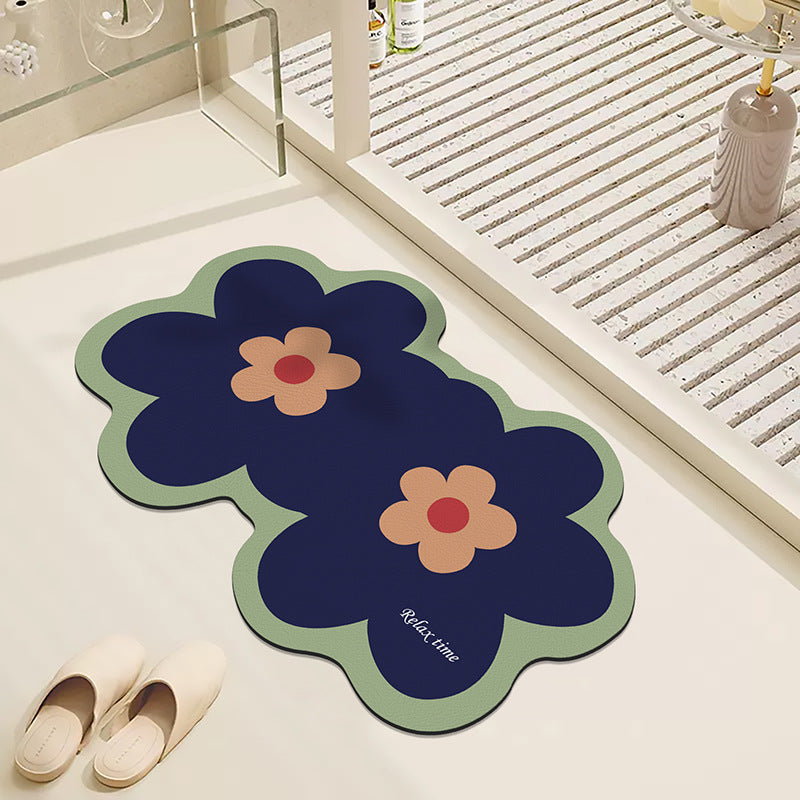 Floral Design Bath Mat for Bathroom