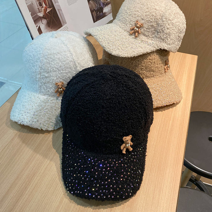 Women's Shimmering Fuzzy Baseball Cap Bowlift