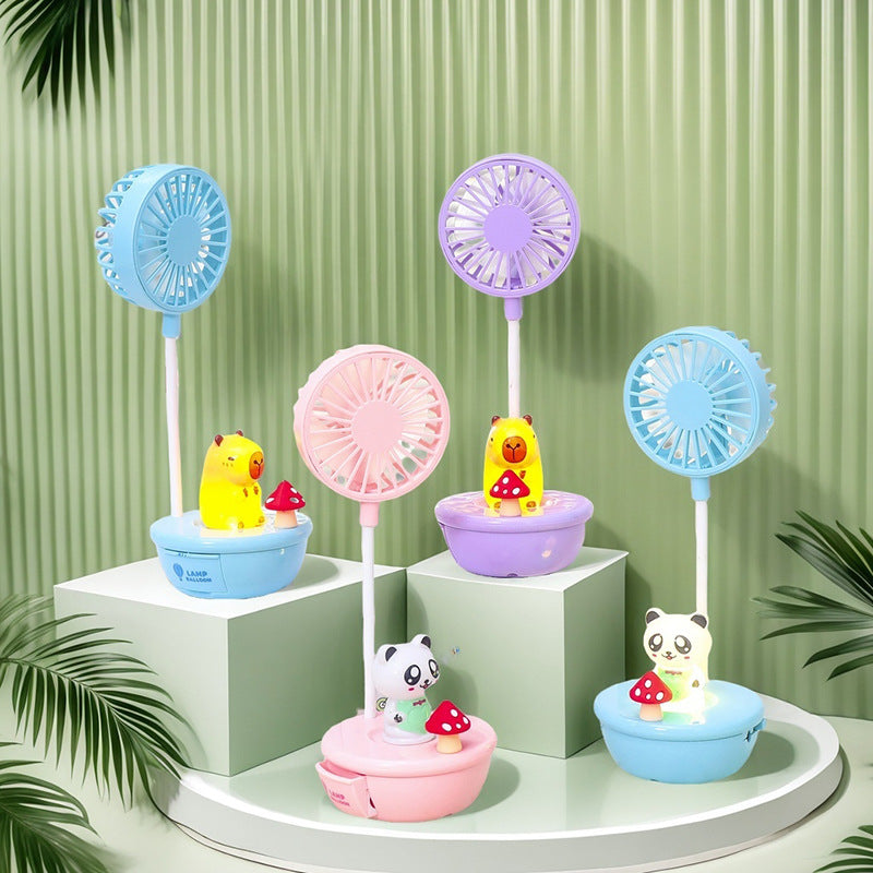 Ladies Portable Mini Fan with LED Function and Animal Design Bowlift