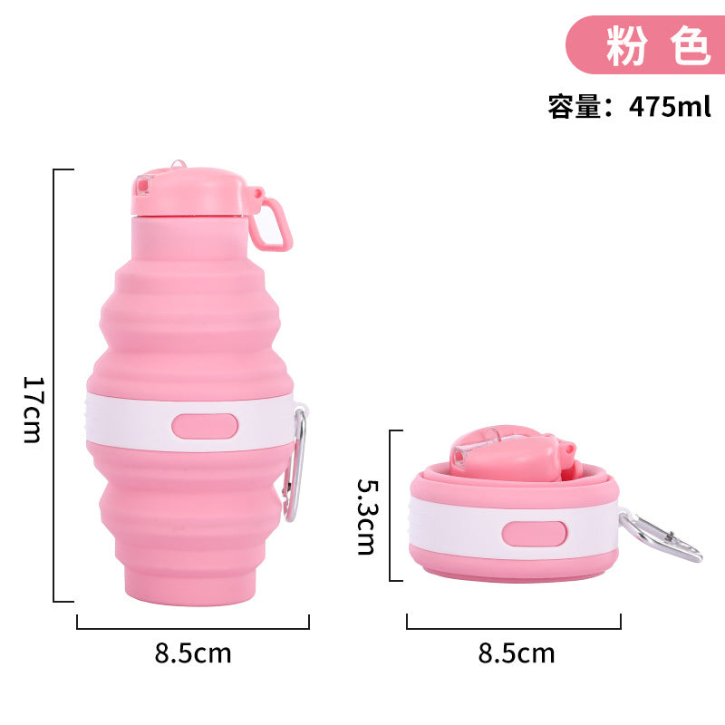 Women's collapsible silicone water bottle with carabiner Bowlift