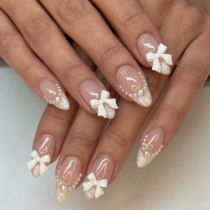 Artificial nail set with elegant bows and 3D decorations Bowlift