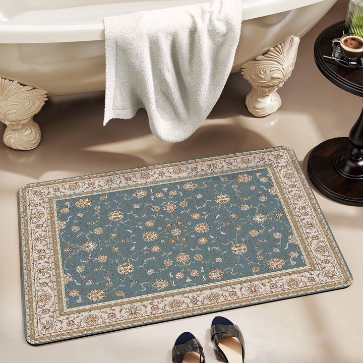 Vintage Floral Design Bath Mat Bowlift