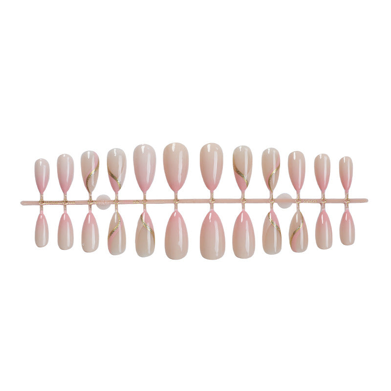 High-Quality Press-On Nails with Elegant Gold Accent Designs Bowlift