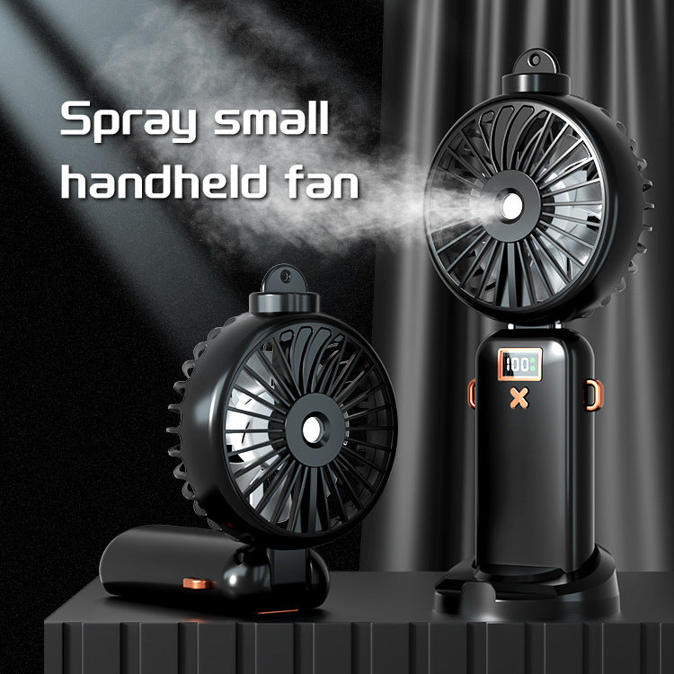 Cooling compact rechargeable adjustable-angle dual-head personal fan with digital battery display and magnetic dock Bowlift