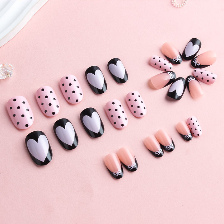 Artistic Heart-Themed Press-On Nail Set Bowlift