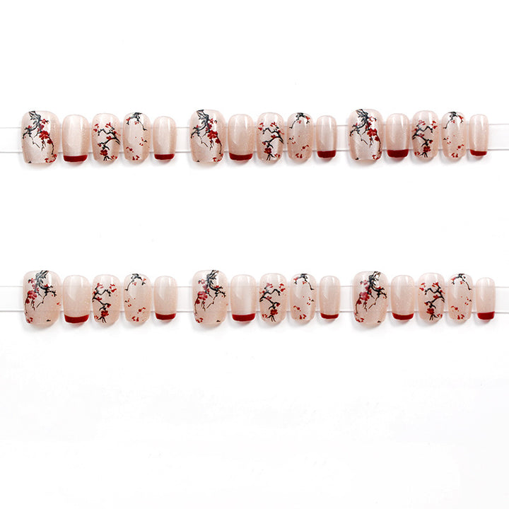 Elegant Floral Artistic Press-On Nails Bowlift