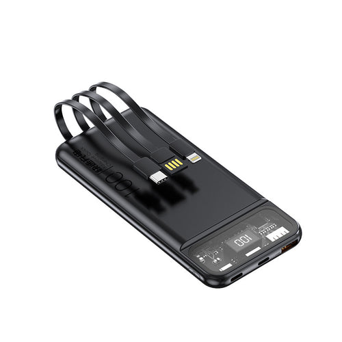 Portable power bank with multifunctional cable system and digital display Bowlift
