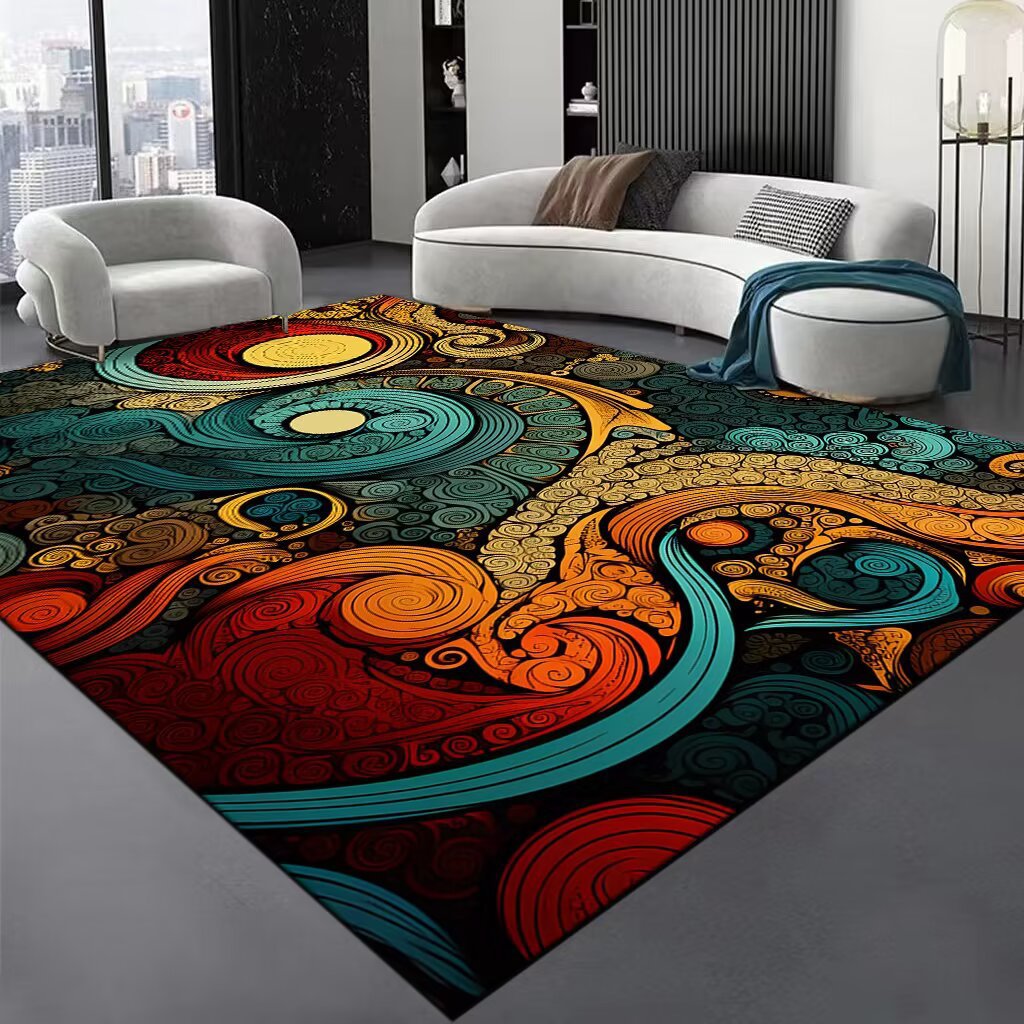 Abstract Swirl Area Rug Bowlift