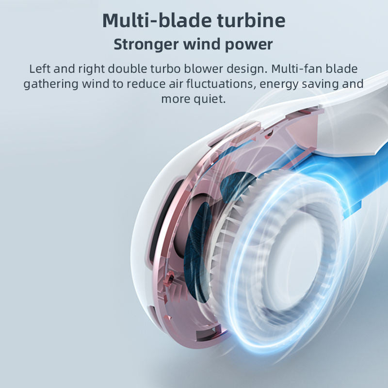 Unisex portable neck fan with LCD display and quiet brushless motor Bowlift