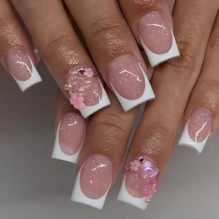 Creative 3D Bow and Pearl Nail Extensions Bowlift