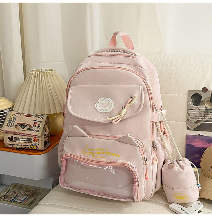 Cat-Designed Multi-Pocket School Backpack Bowlift