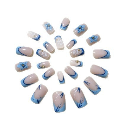 Floral-Themed Press-On Nail Art Bowlift