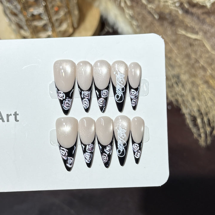 Floral and Glossy Press-On Nail Set Bowlift
