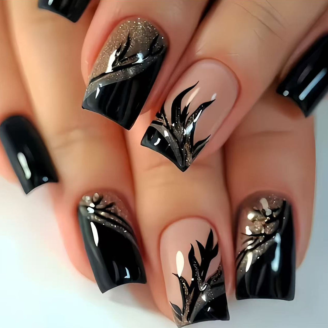 Decorative Glittery Star-Accented Press-On Nail Set Bowlift