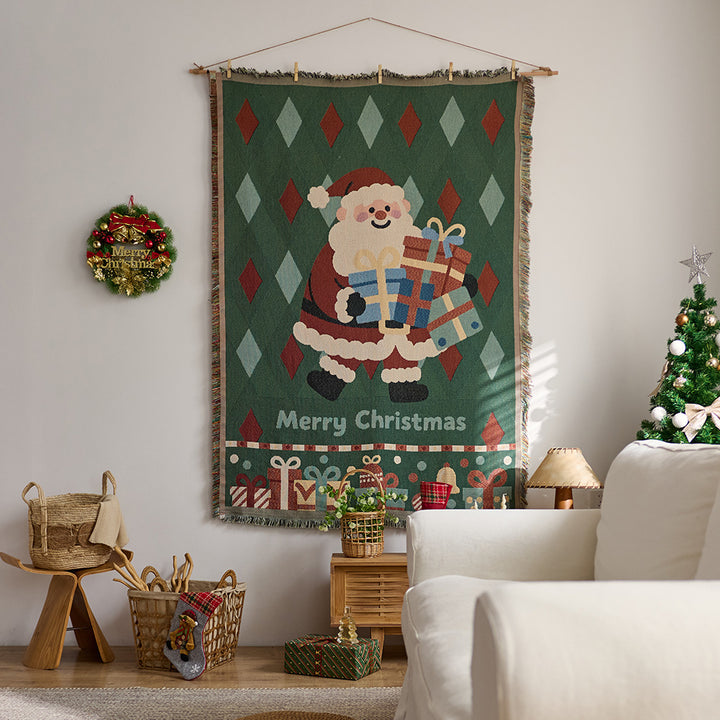 Whimsical Holiday Themed Tapestry Wall Hanging