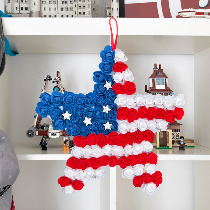 Unisex handmade foam rose star for door and wall decoration with hanging loop Bowlift