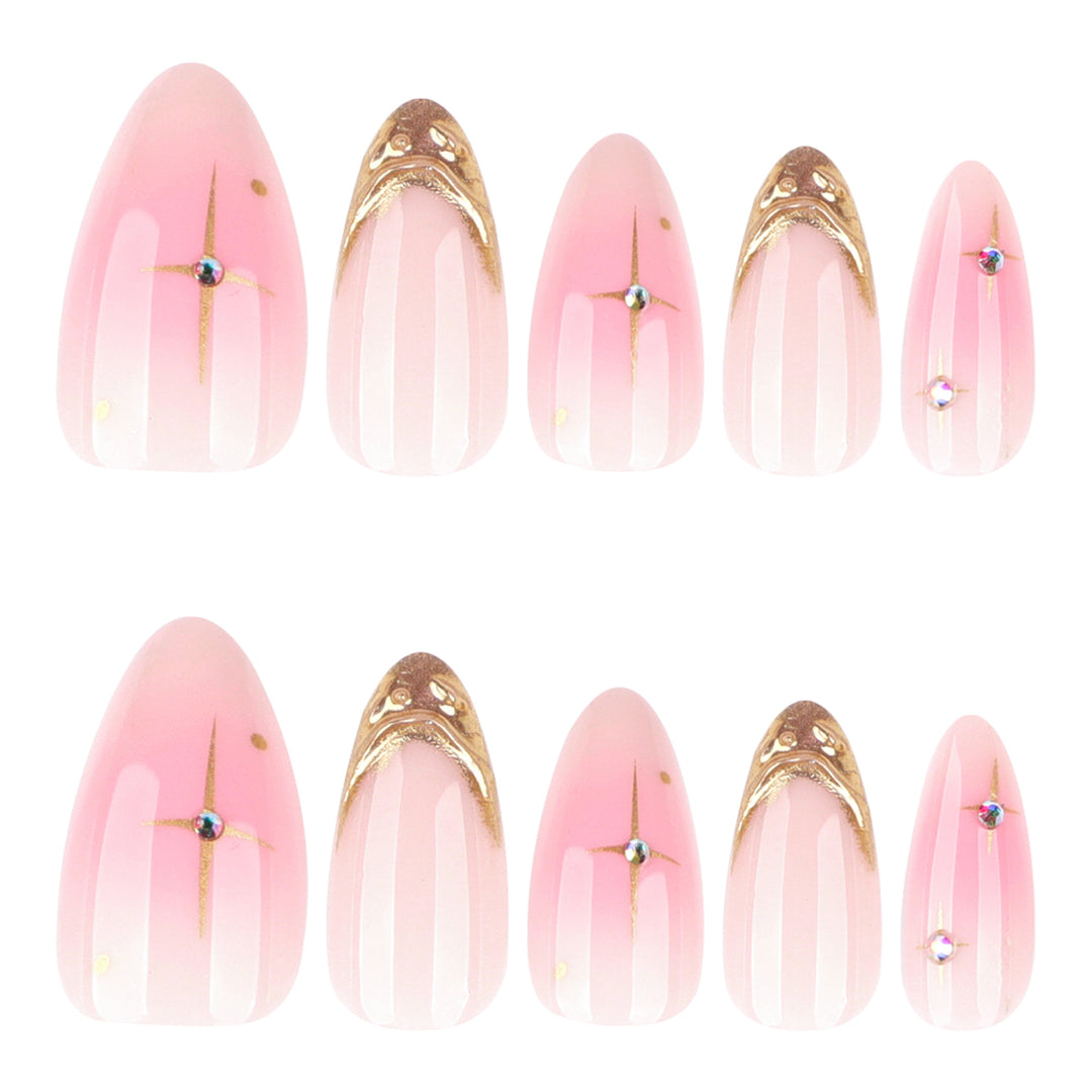 Artistic Nail Extensions with Glamorous Gold Finish Bowlift