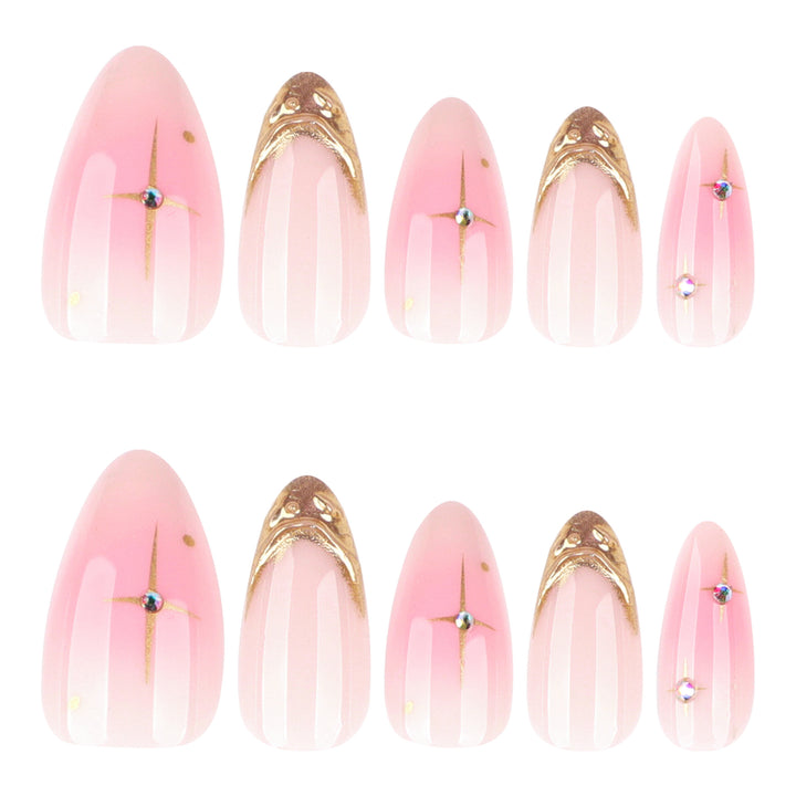 Artistic Nail Extensions with Glamorous Gold Finish Bowlift