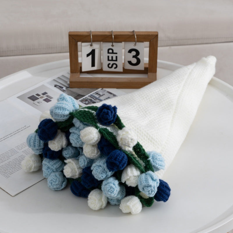 Floral Crochet Rose Bouquet Throw Blanket
