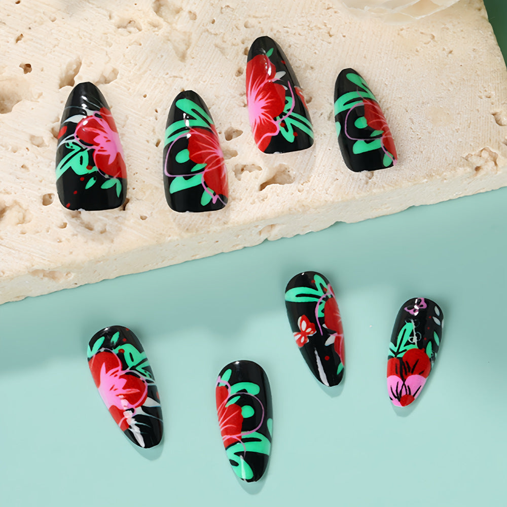 Artificial nails with floral designs Bowlift