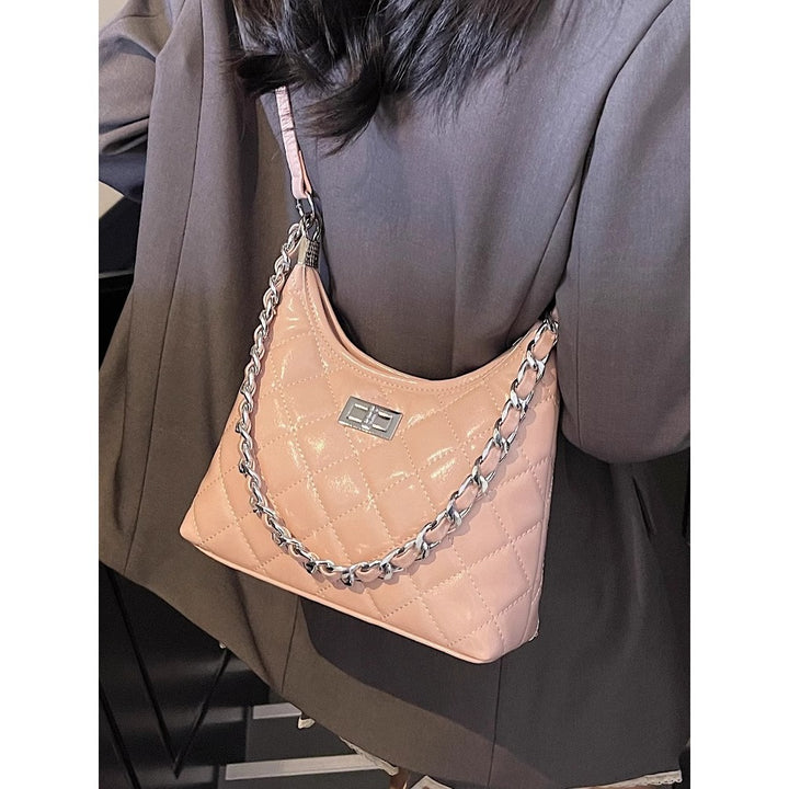 Quilted Faux Leather Chain Handbag Bowlift