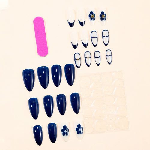 Decorative Floral Accent Stiletto Nail Art Extensions Bowlift