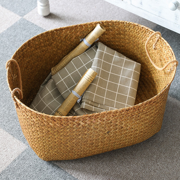 Large Handwoven Storage Basket Bowlift