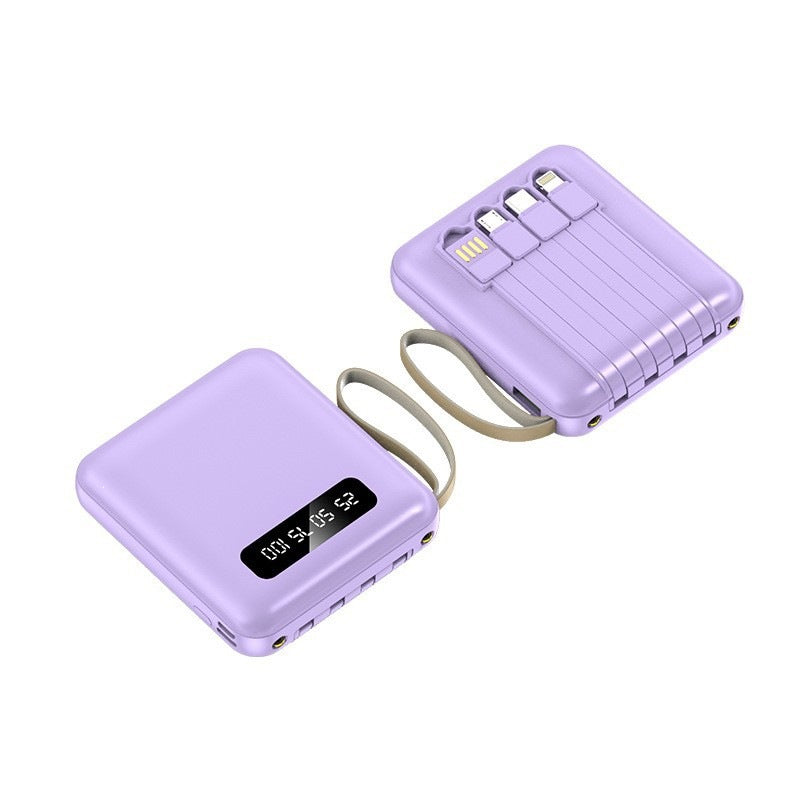 Compact power bank with integrated charging cable system and digital display Bowlift