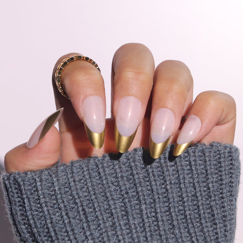 Elegant Metallic Tip Stiletto Press-On Nails Bowlift
