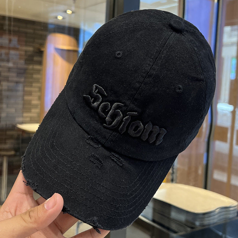 Distressed Cotton Baseball Cap with Custom Embroidery