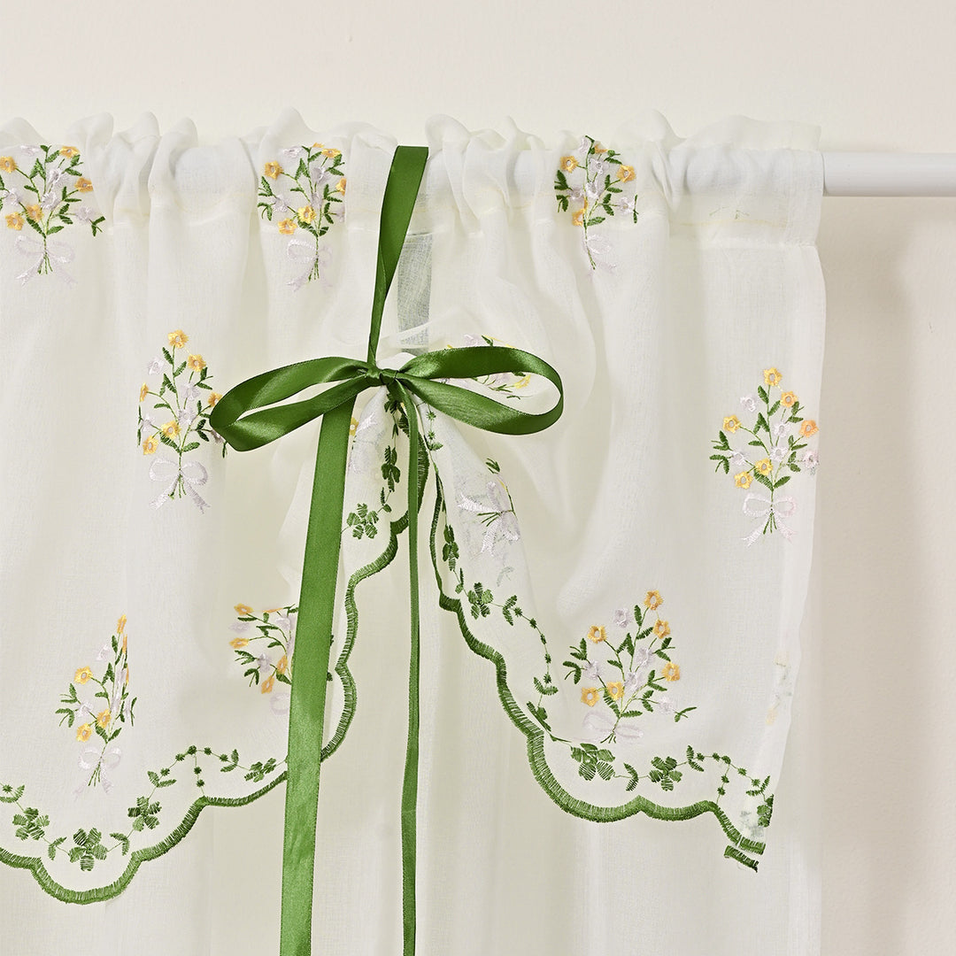 Floral Embroidered Window Valance