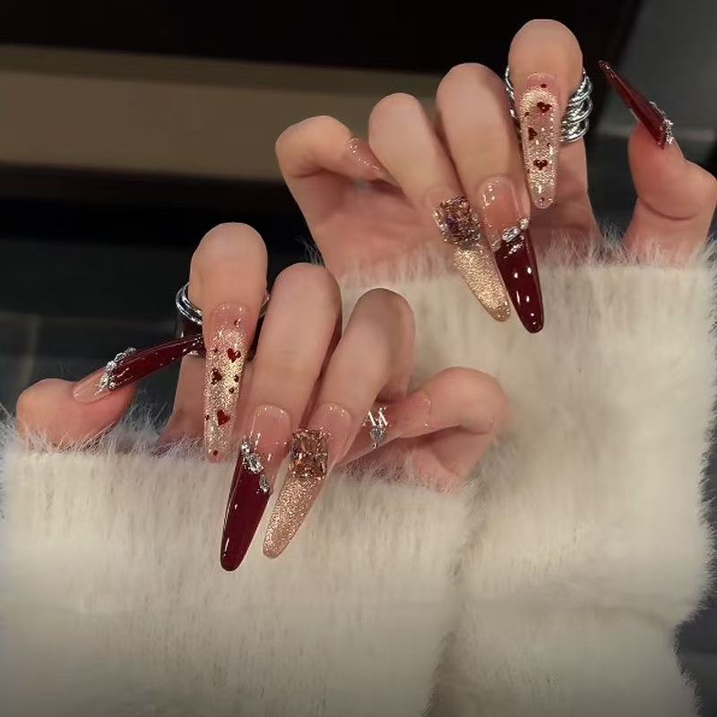 Artistic Press-On Nail Set Bowlift