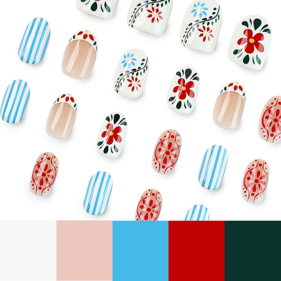 Artful nail art with floral design and colorful patterns Bowlift
