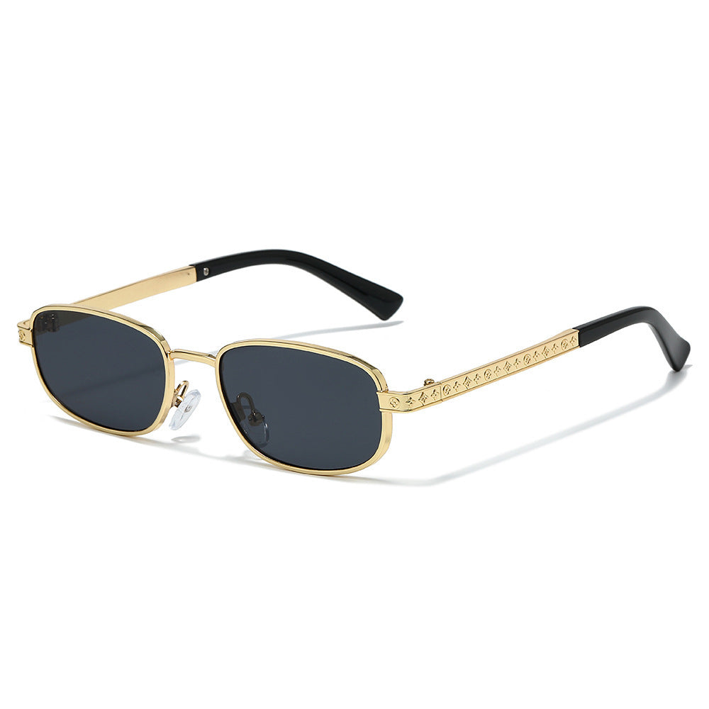 Stylish Rectangle Frame Sunglasses with Nose Pads Bowlift