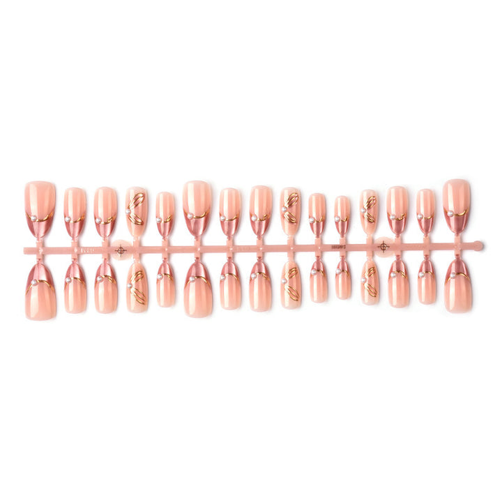 Glamorous Press-On Nail Set with Decorative Accents Bowlift