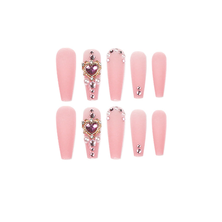 Creative artificial nails with heart-shaped decorative accents Bowlift