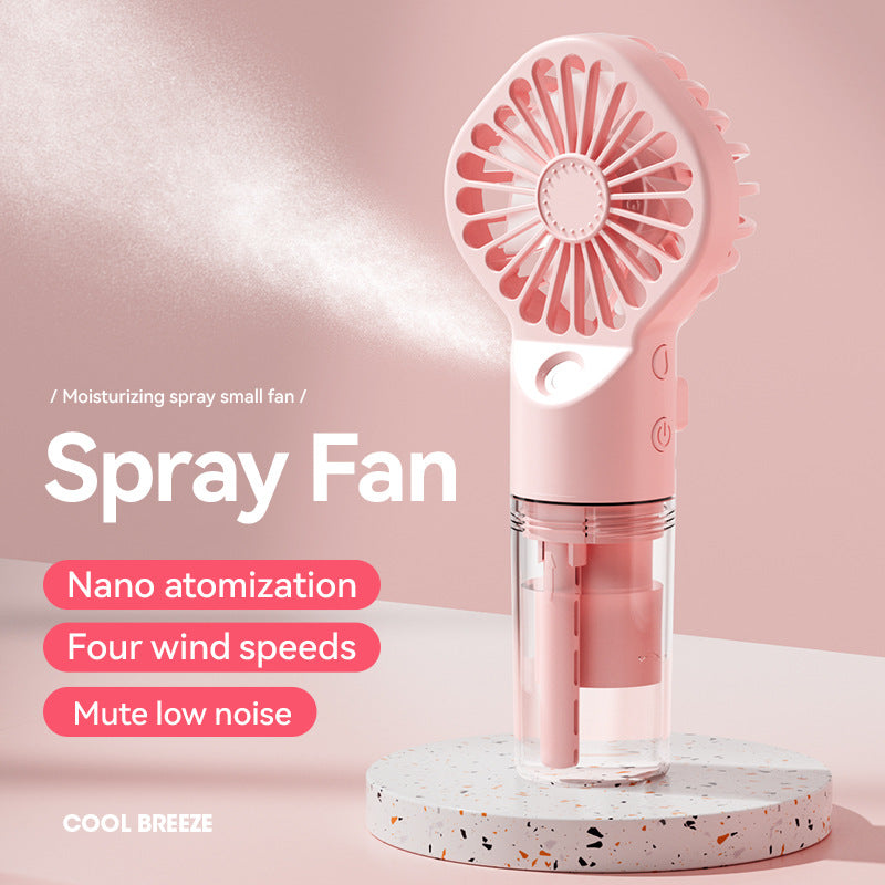Cooling handheld misting fan with nano-atomizing water reservoir Bowlift