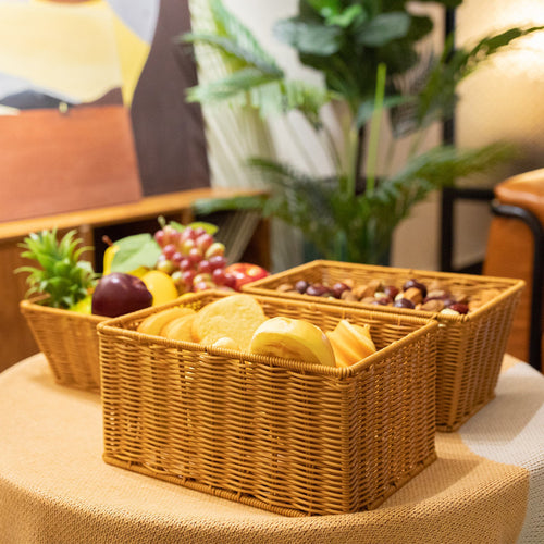Women's rectangular basket made of woven material Bowlift