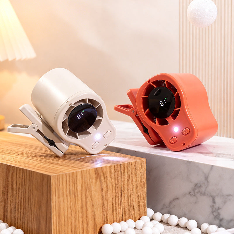 Women's Compact Clip Fan with LED Temperature Display Bowlift