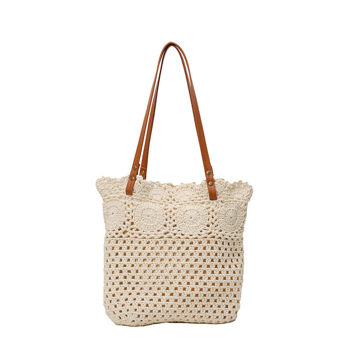 Crochet handbag with durable leather handles Bowlift