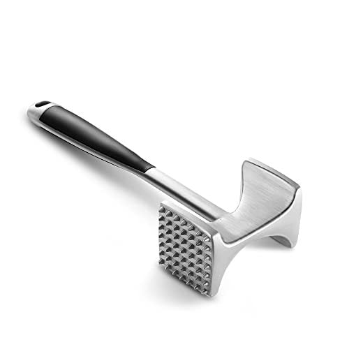 Heavy-Duty Stainless Steel Dual-Sided Meat Tenderizer with Ergonomic Non-Slip Handle Bowlift