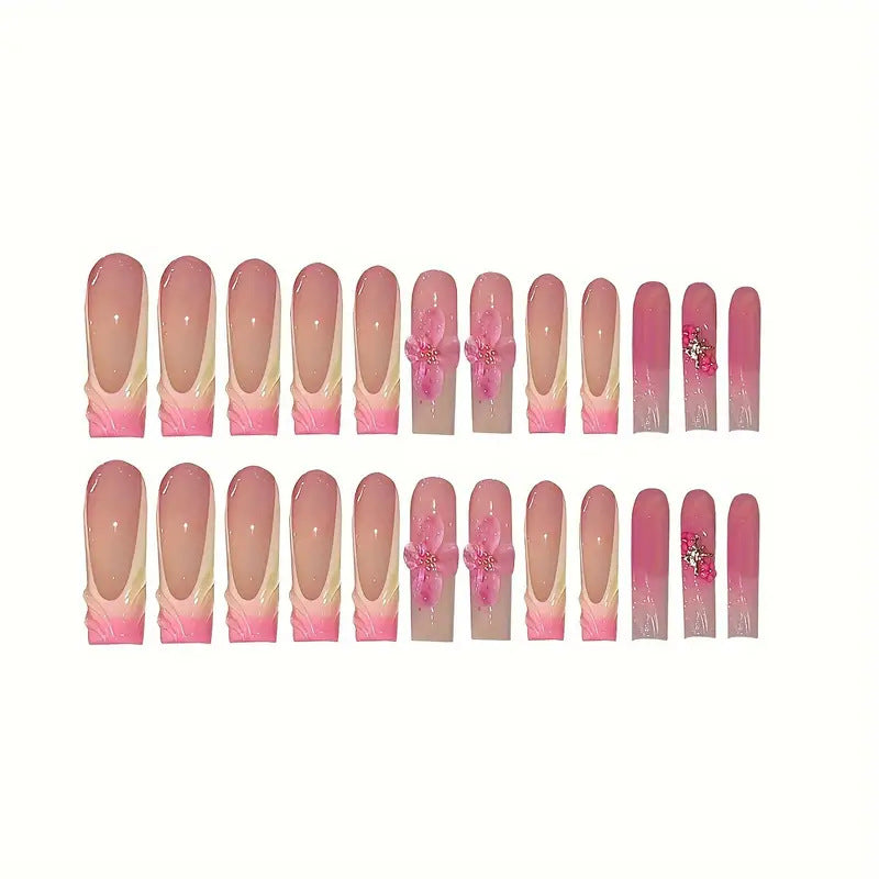 Decorative 3D Floral Acrylic Nail Enhancements Bowlift