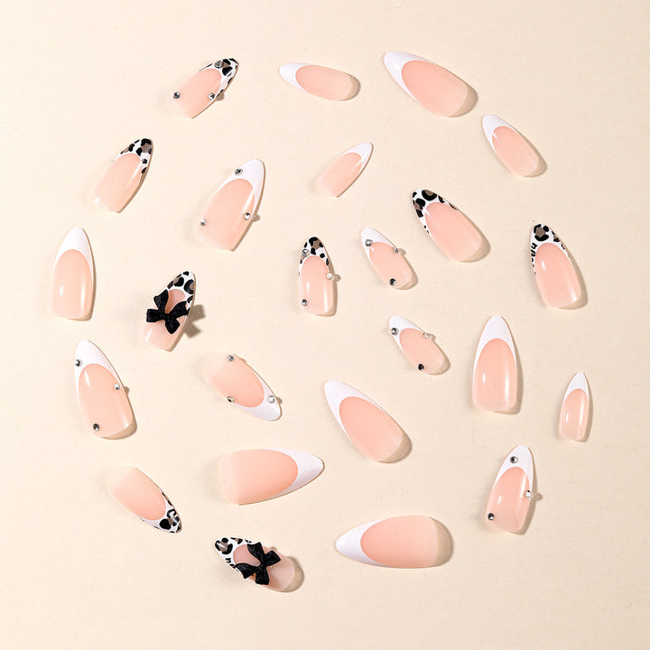 Elegant Stiletto Nail Art Extensions with Decorative Bows Bowlift