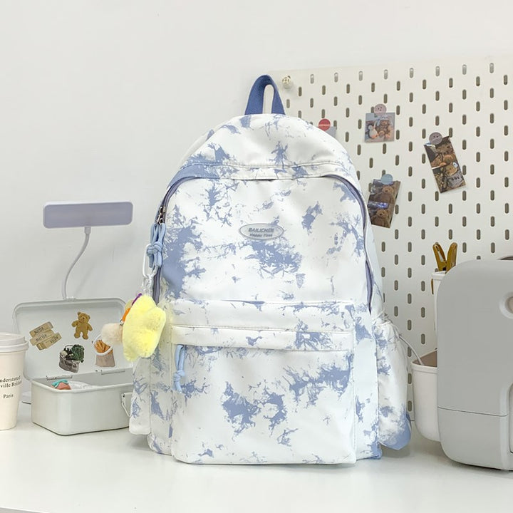 Marble-Patterned Backpack