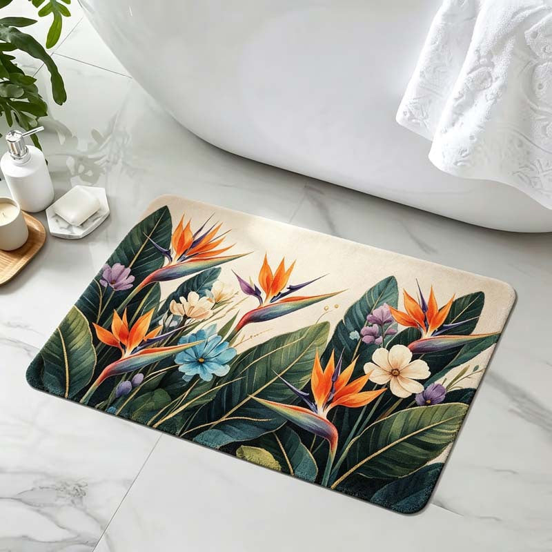 Floral-Themed Comfort Bath Mat Bowlift