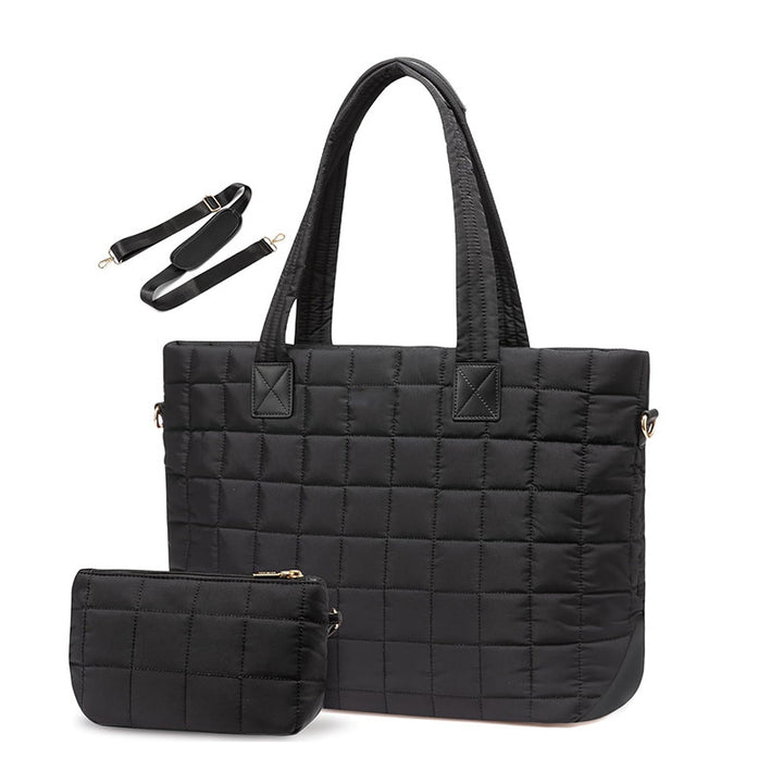 Elegant Quilted Tote Bag with Removable Wallet Bowlift