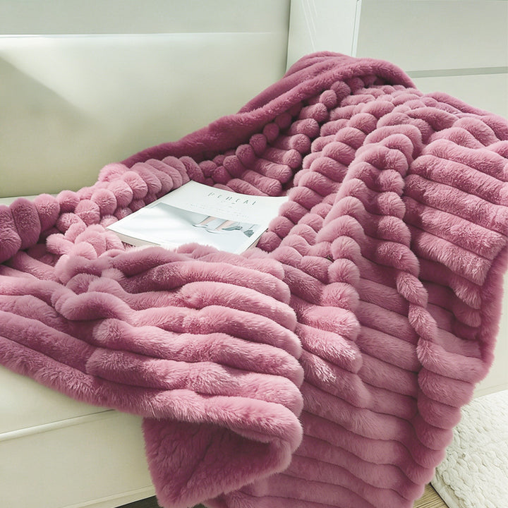 Women Super Soft Plush Blanket with 3D Structure Bowlift