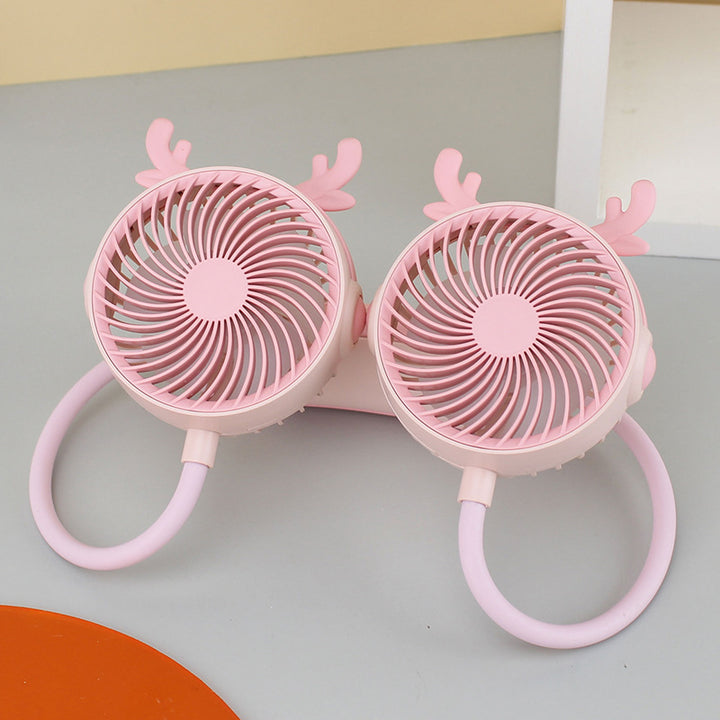 Ladies Portable Neck Fan with Dual Fan Bowlift