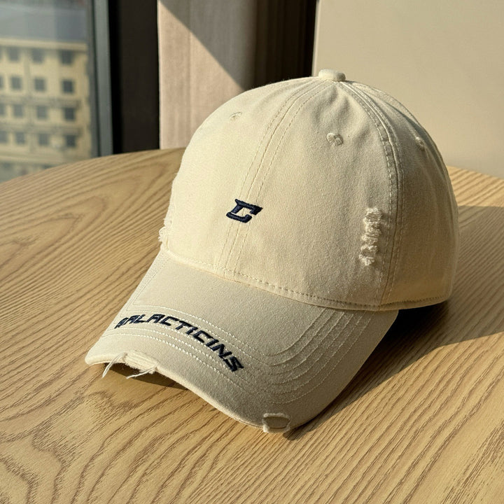Men's Distressed Denim Baseball Cap Bowlift